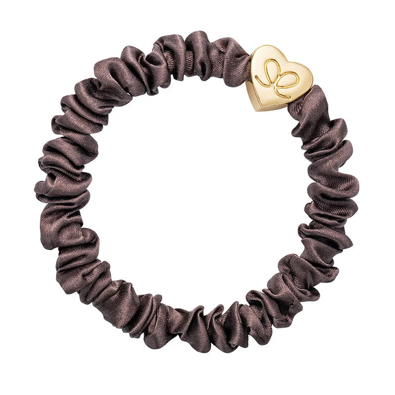 Gold Heart Skinny Silk Brun