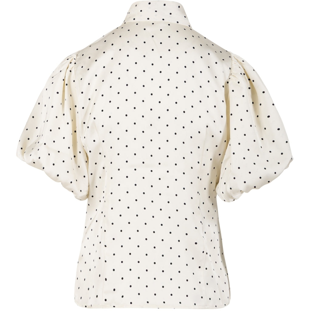 Blouse with ribbon collar