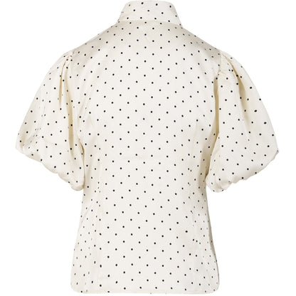 Blouse with ribbon collar