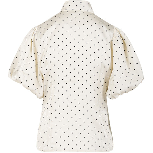 Blouse with ribbon collar