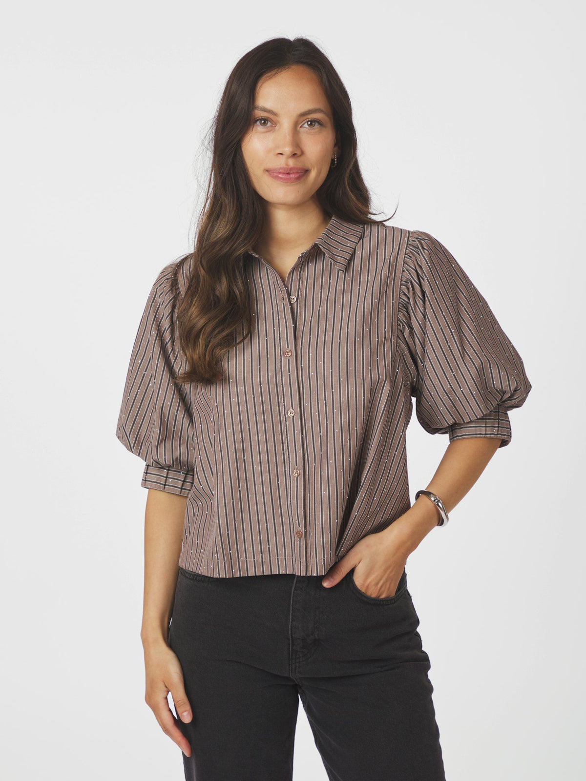 Etta soft stripe stone shirt
