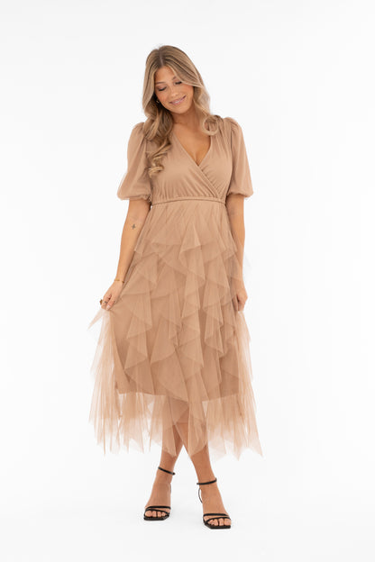 Clara Tulle Dress Caffe Latte