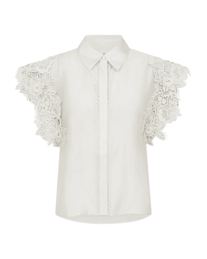 CMMOLLY - EMBROIDERED SHIRT IN WHITE